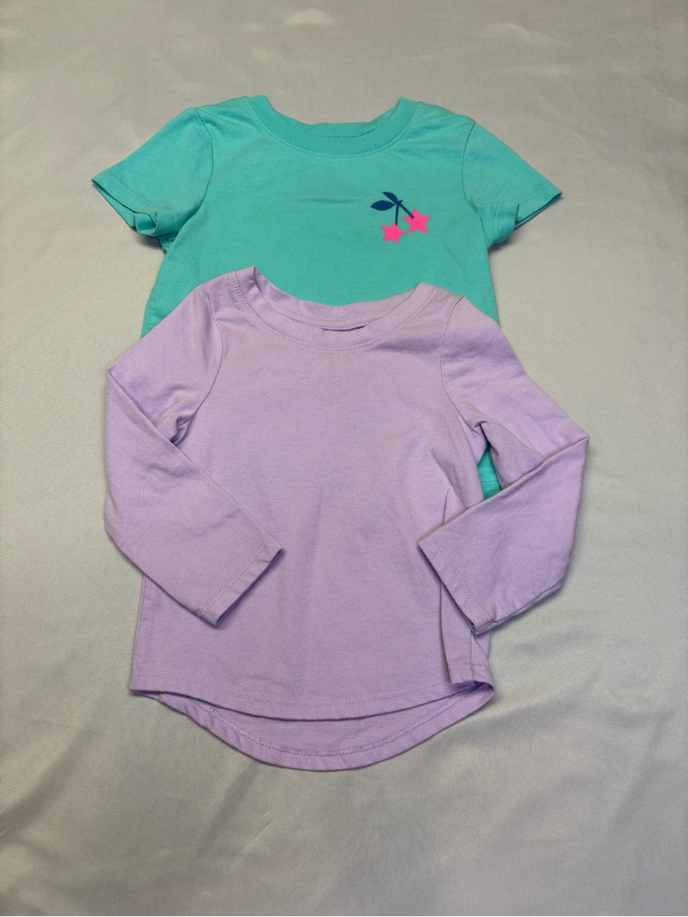 Cat & Jack Teal Short-Sleeve Top and Lavender Long-Sleeve Tee Set 12M